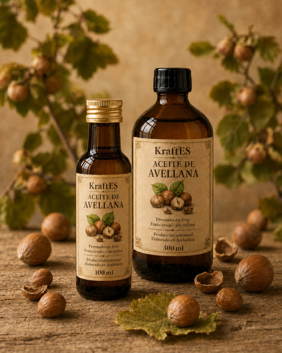 Prensa real KraftES elaborando aceite de avellana