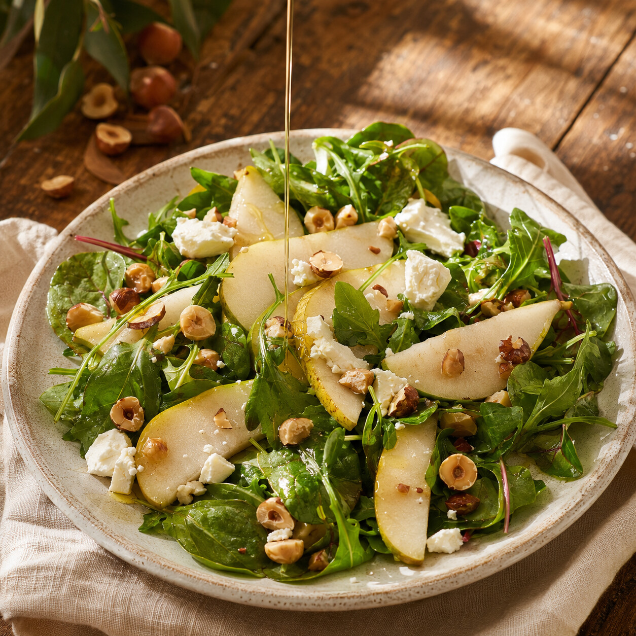 Ensaladas con pera y queso